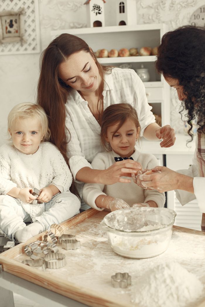 A heartwarming scene of a family baking together, highlighting love and togetherness.